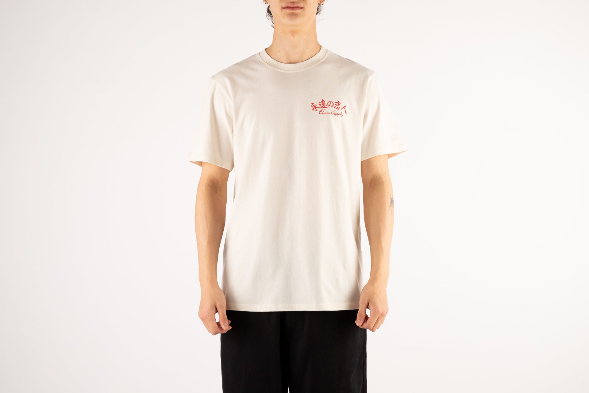 ★MIM the wardrobe★ Dear World LOVE T-Shirt White MW251HT8W EDWIN Forever Lover Tee